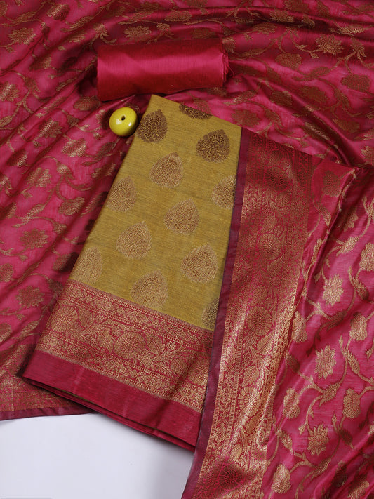 Banarasi Chanderi Unstitched Suit With Dupatta
