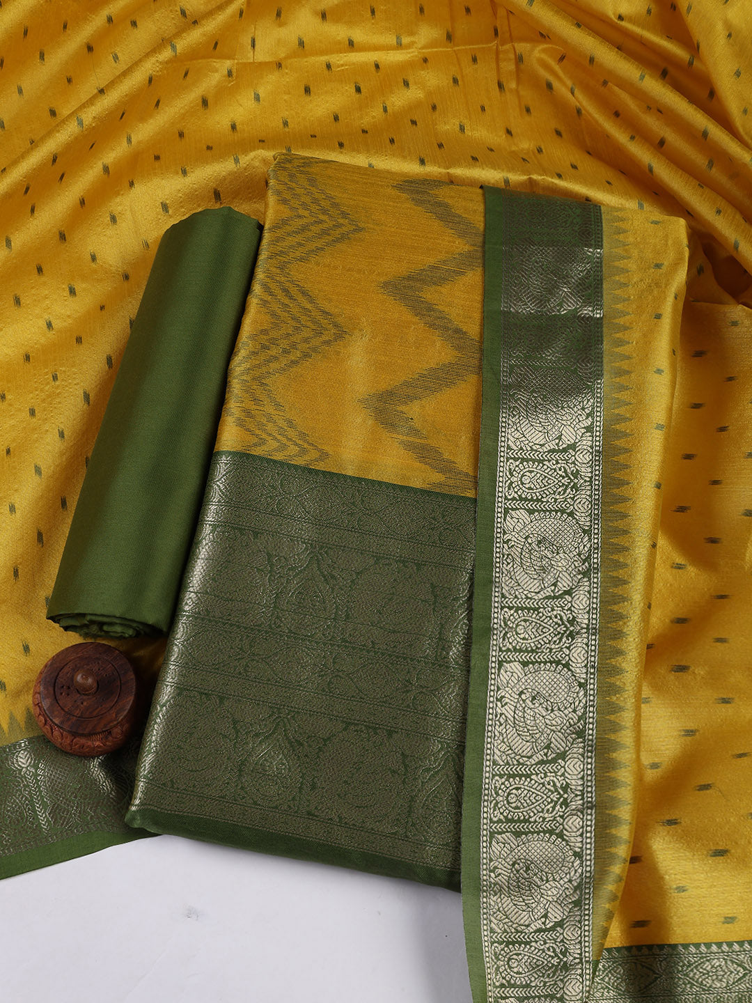 Woven Chanderi Unstitched Suit With Dupatta