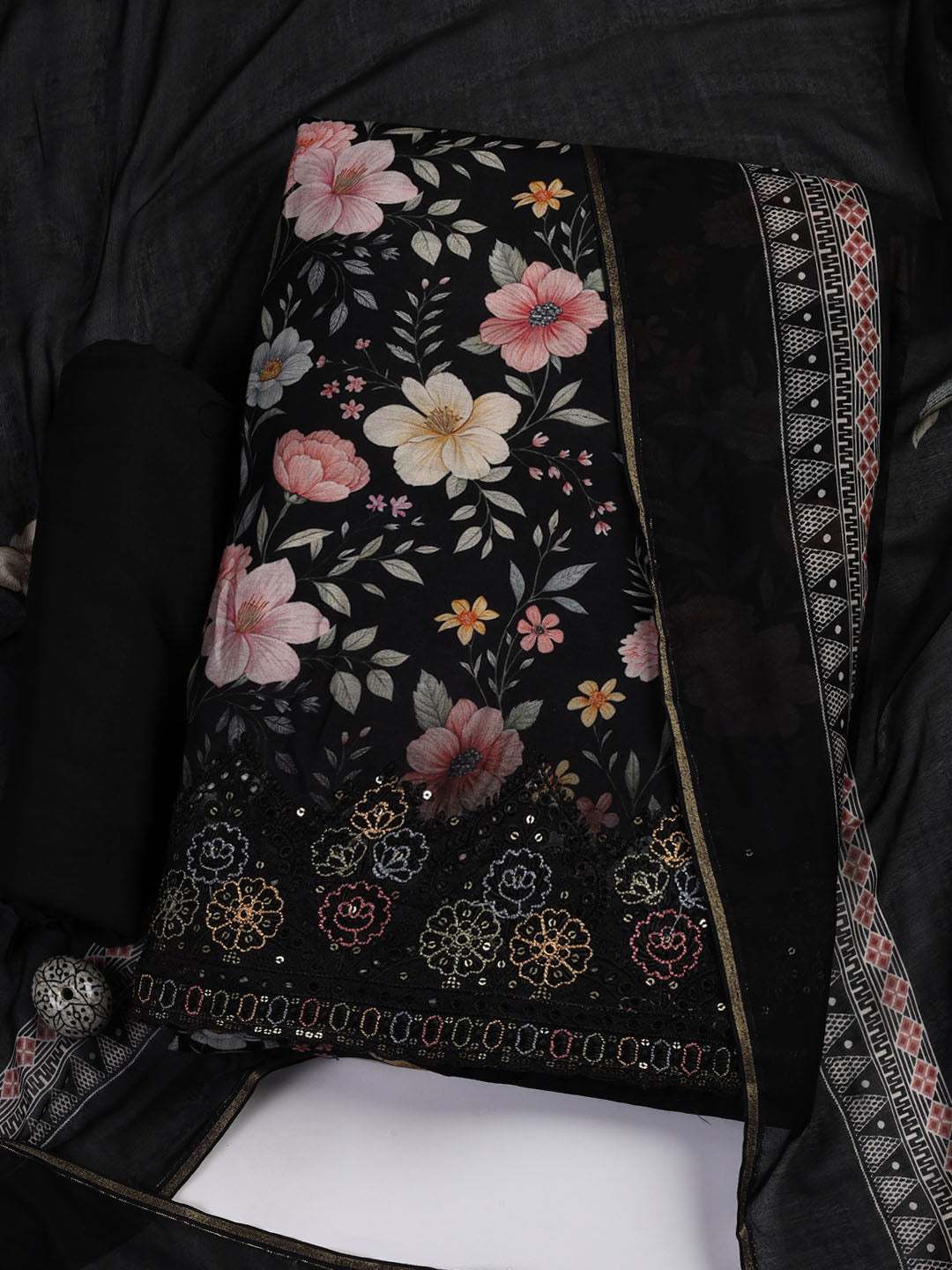Printed Muslin Unstitched Suit With Dupatta