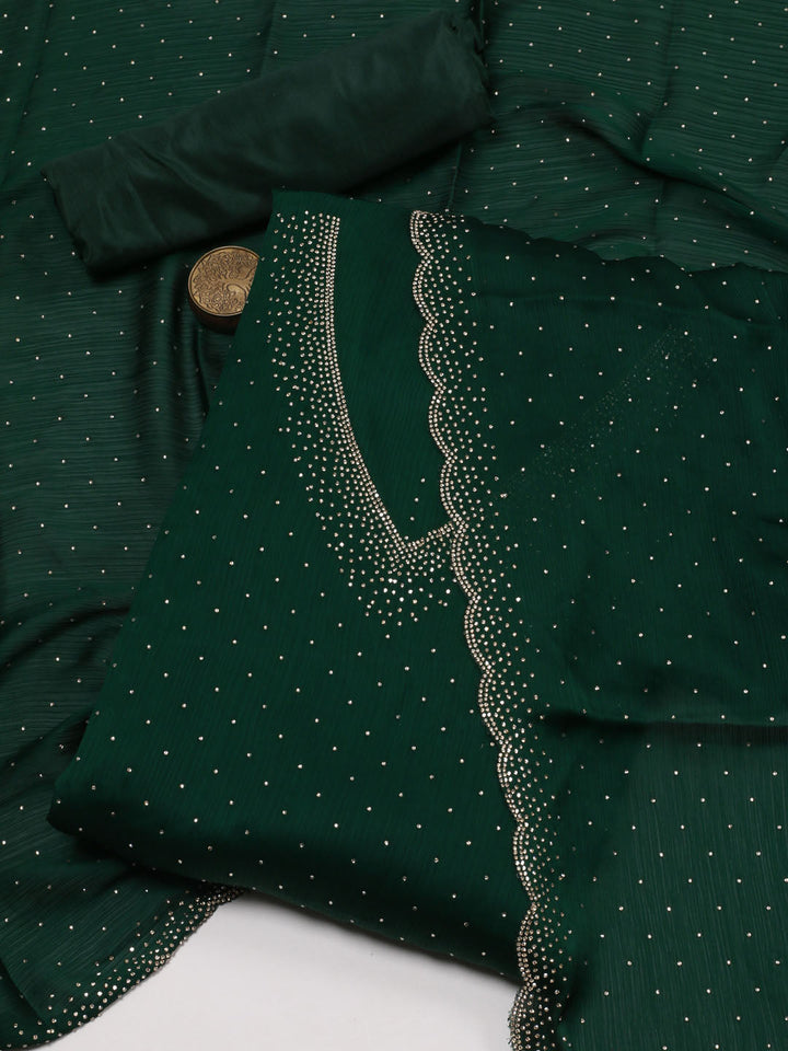 Sequins Work Chinon Unstitched Suit Piece With Dupatta