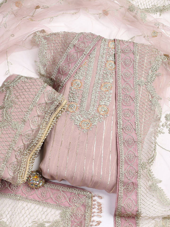 Embroidered Georgette Unstitched Suit Piece With Dupatta