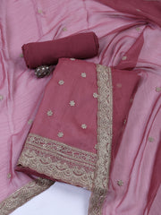 Neck Embroidered Tissue Unstitched Suit With Dupatta