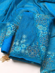 Embroidered Chinon Unstitched Suit With Dupatta