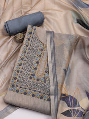 Kantha Work Chanderi Unstitched Suit With Dupatta