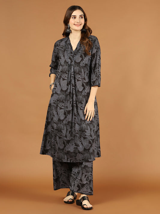 Printed Cotton Kurta With Palazzo