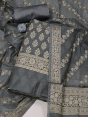 Ethnic Motifs Woven Chanderi Unstitched Suit With Dupatta