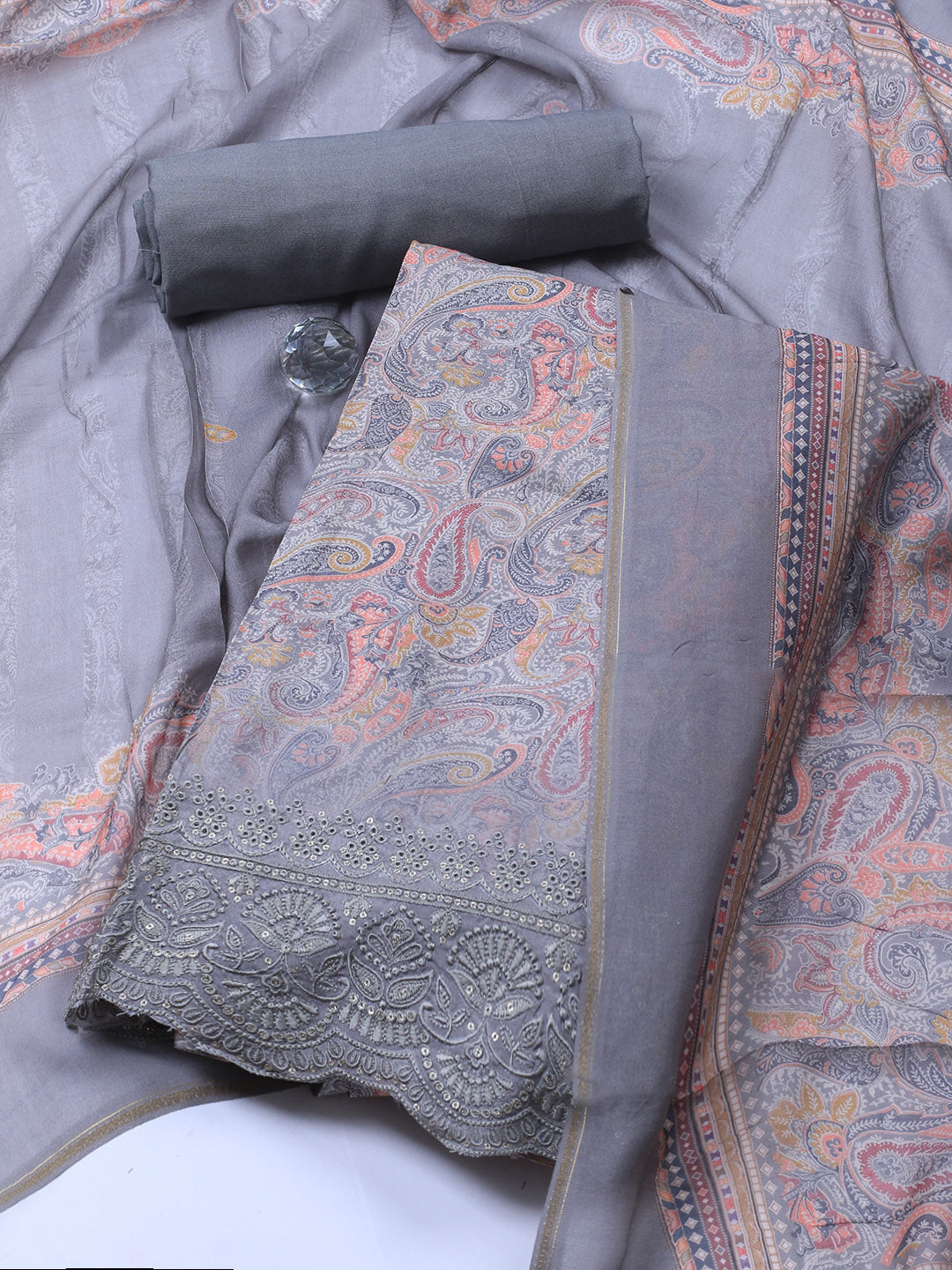 Printed Muslin Unstitched Suit With Dupatta