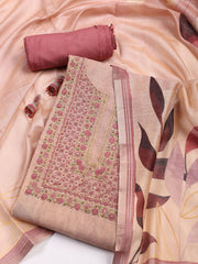 Kantha Work Chanderi Unstitched Suit With Dupatta