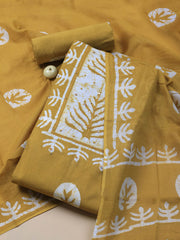 Printed Cotton Blend Unstitched Suit With Dupatta