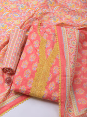 Printed Cotton Blend Unstitched Suit Piece With Dupatta
