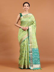 Woven Border Booti Art Silk Saree