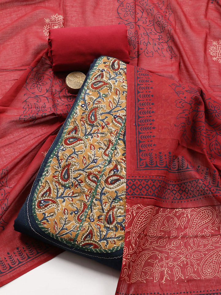 Printed Cotton Blend Unstitched Suit Piece With Dupatta
