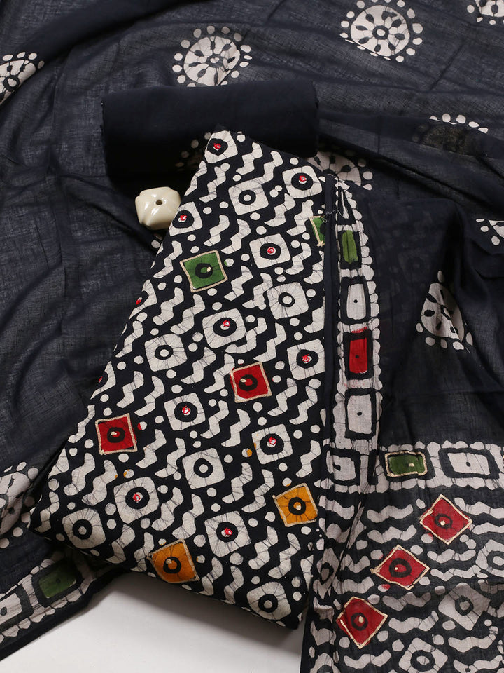 Printed Cotton Blend Unstitched Suit With Dupatta