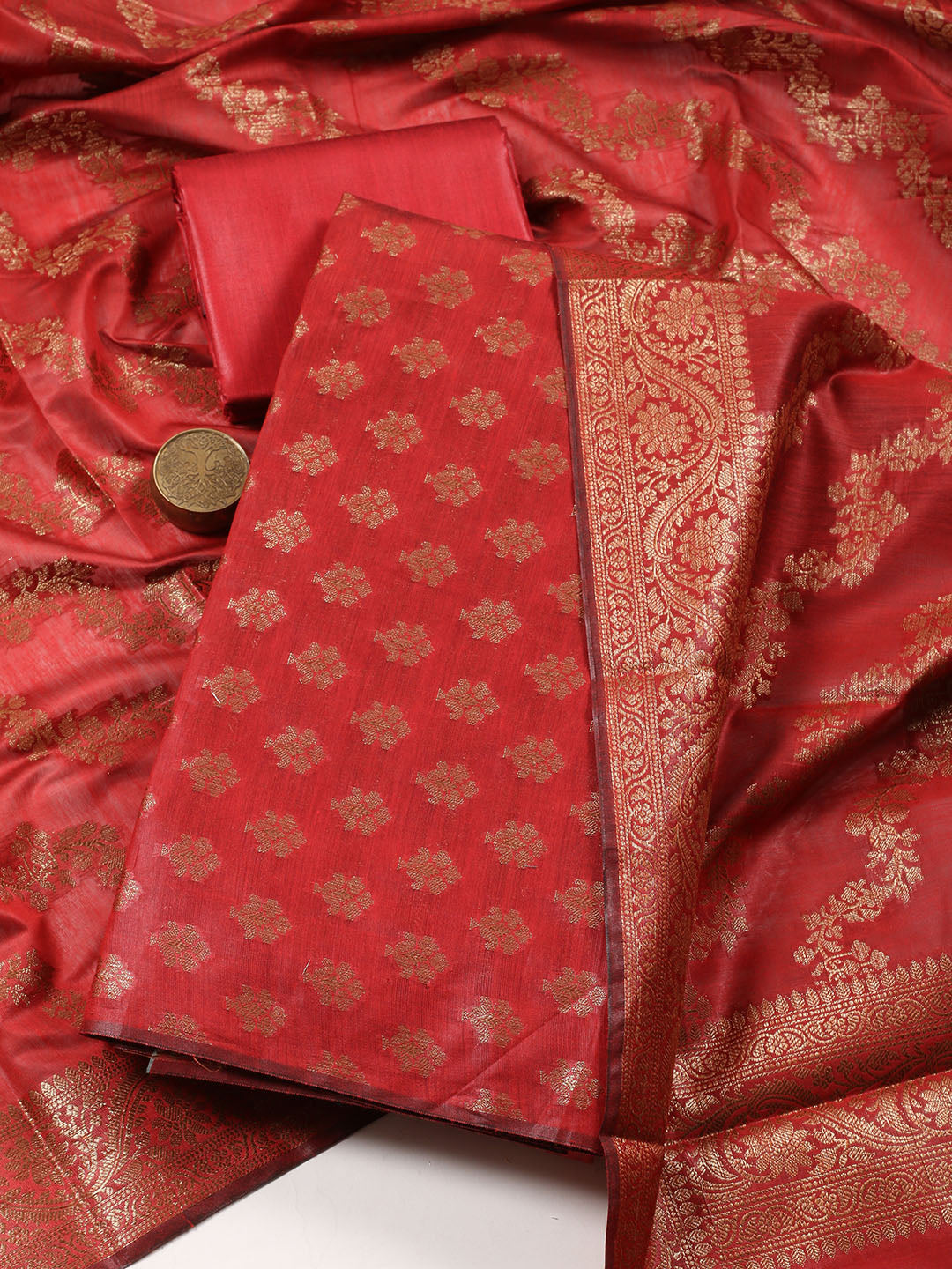 Woven Chanderi Unstitched Suit Piece With Dupatta