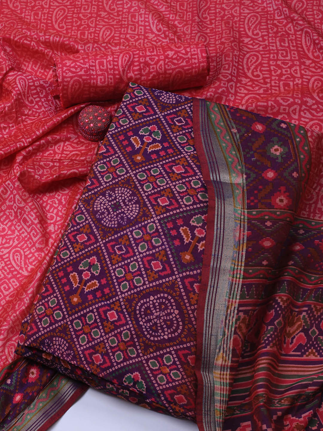 Art Silk Unstitched Suit Piece With Dupatta
