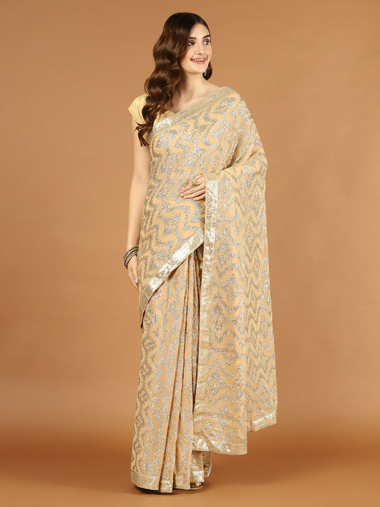 Sequence Work Georgette Embroidery Saree