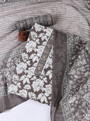 Neck Patti Cotton Blend Unstitched Suit With Dupatta