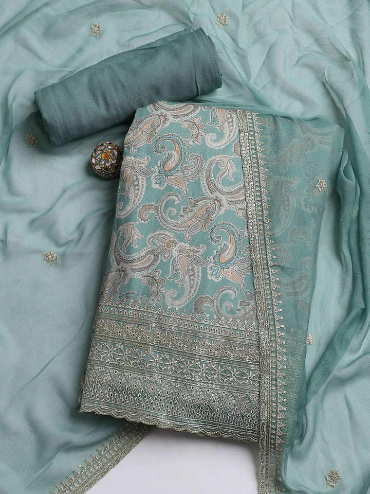 Embroidered Muslin Unstitched Suit With Dupatta