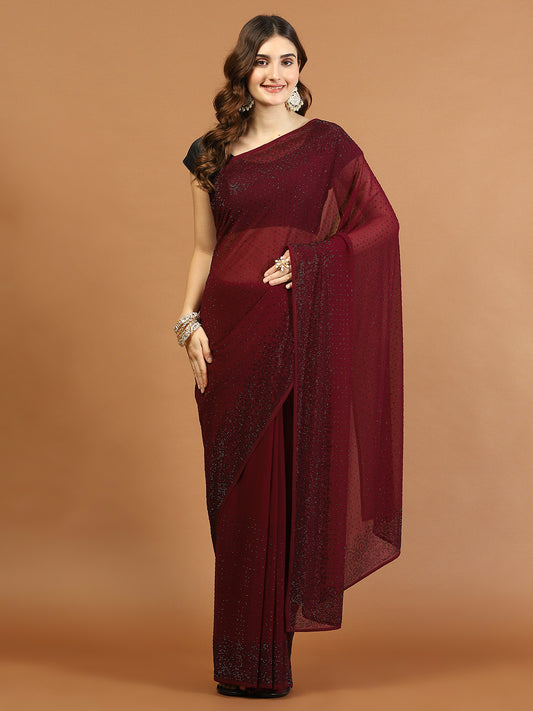Stone Work Georgette Embroidery Saree
