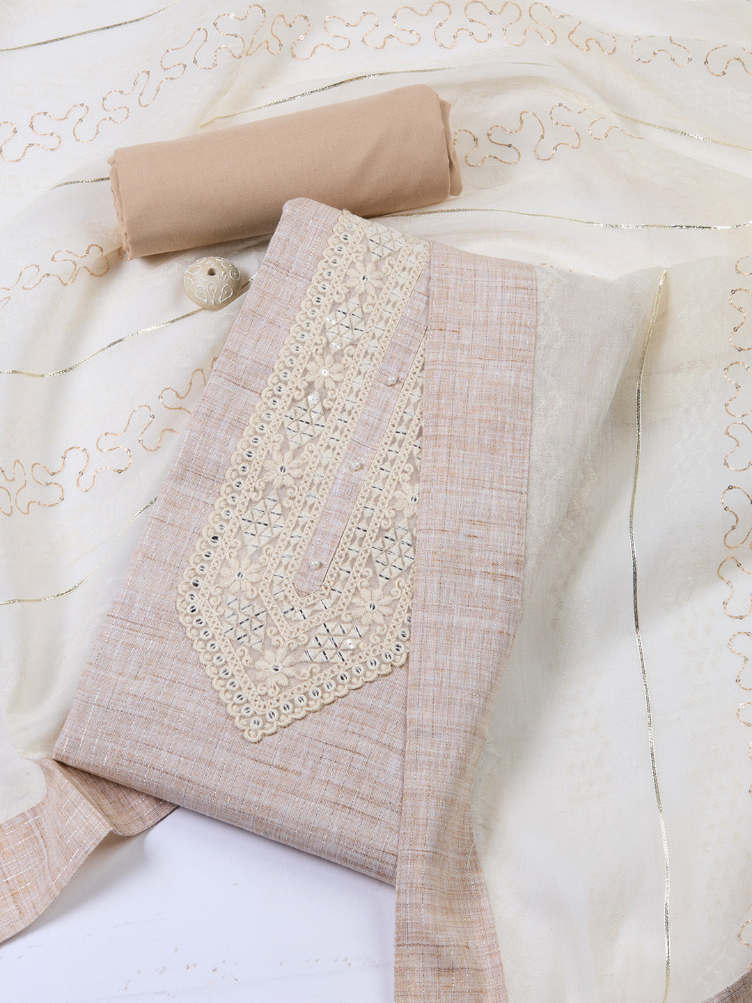 Neck Embroidery Cotton Unstitched Suit With Dupatta