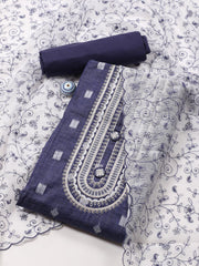 Neck Embroidered Cotton Blend Unstitched Suit Piece With Dupatta