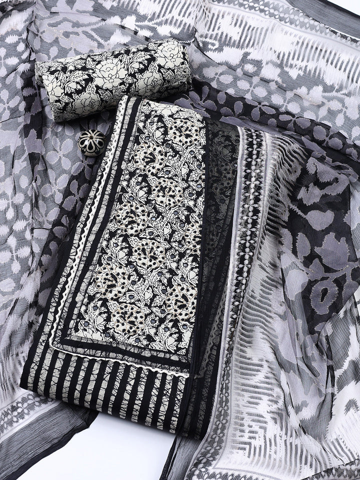 Neck Embroidery Cotton Unstitched Suit Dupatta