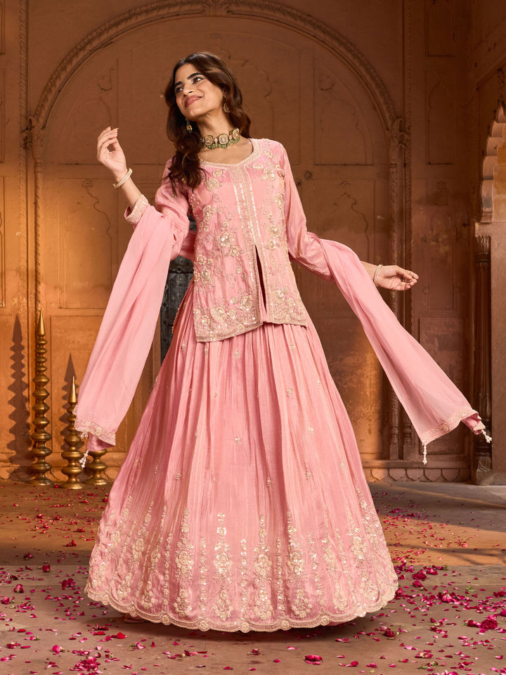 Pink Choli With Lehenga &amp; Dupatta