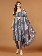 Neck Patti Printed Cotton Unstitched Suit Piece With Dupatta