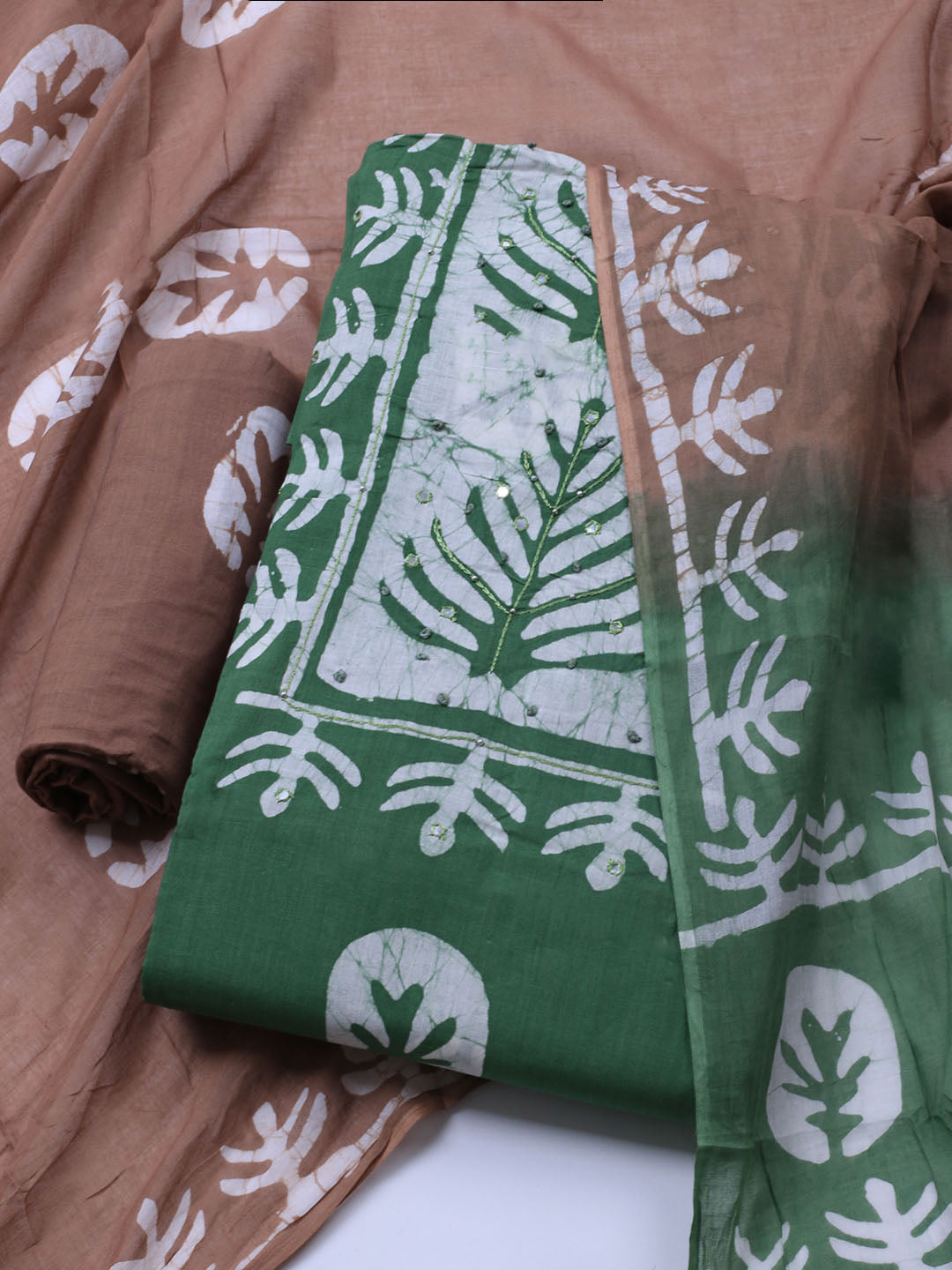 Printed Cotton Blend Unstitched Suit With Dupatta