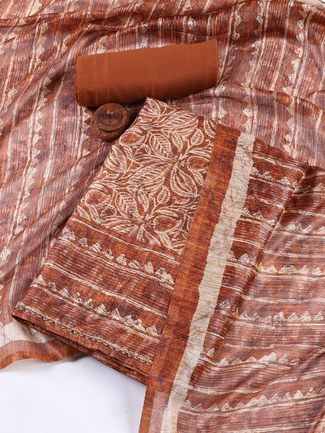 Printed Chanderi Unstitched Suit Piece With Dupatta