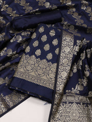 Woven Banarasi Chanderi Unstitched Suit With Dupatta