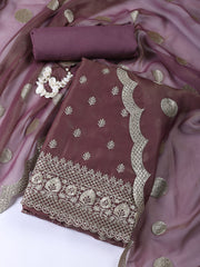 Neck Embroidered Tissue Unstitched Suit With Dupatta