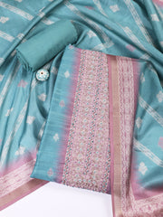 Embroidered Chanderi Unstitched Suit Piece With Dupatta