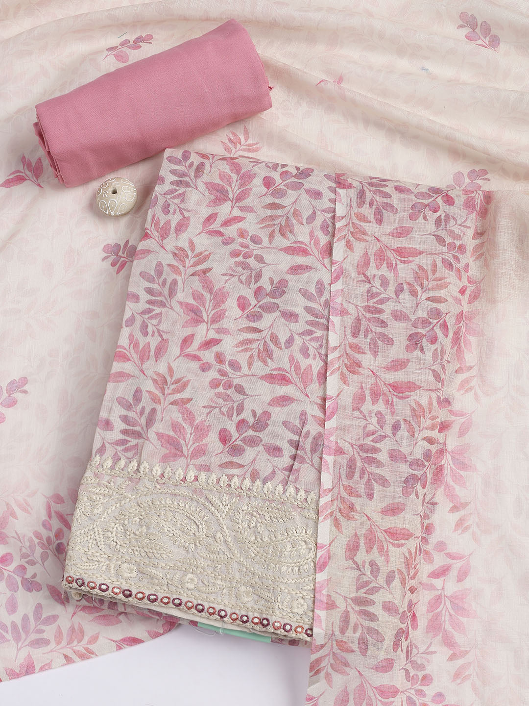 Printed Cotton Blend Unstitched Suit Piece With Dupatta