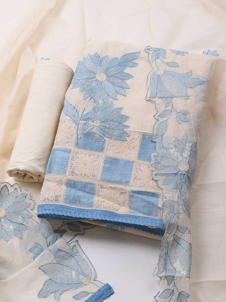 Embroidered Chanderi Unstitched Suit Piece With Dupatta