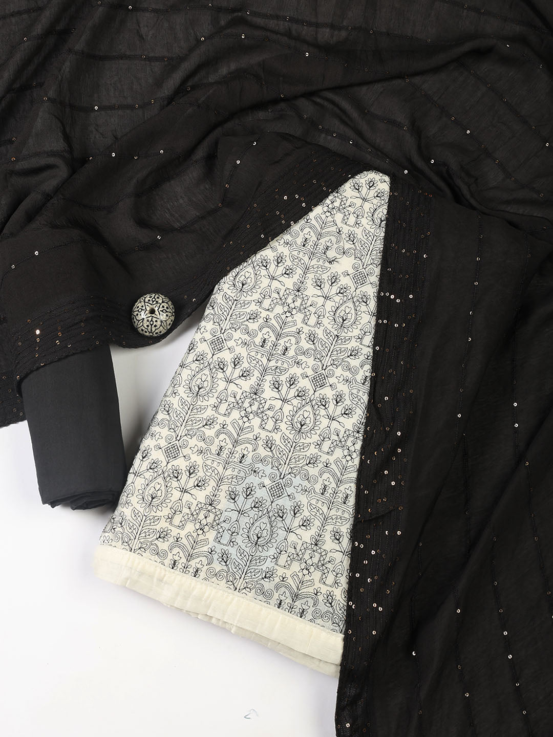 Embroidery Chanderi Unstitched Suit With Dupatta