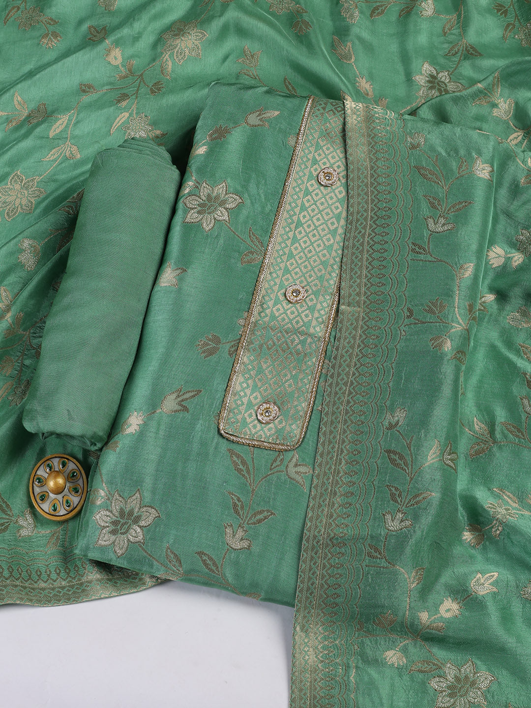Embroidery Chanderi Unstitched Suit With Dupatta