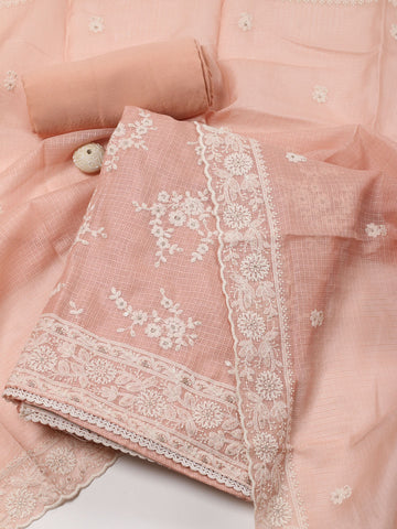 Embroidery Kota Cotton Unstitched Suit With Dupatta