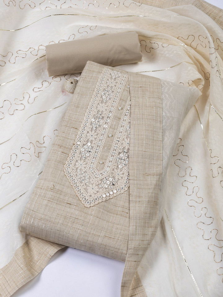 Neck Embroidery Cotton Unstitched Suit With Dupatta