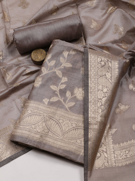 Woven Chanderi Unstitched Suit With Dupatta