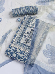 Printed Cotton Blend Unstitched Suit With Dupatta