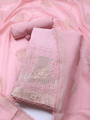 Embroidery Linen Unstitched Suit With Dupatta