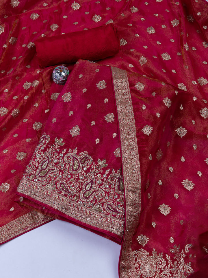 Embroidered Tissue Unstitched Suit With Dupatta