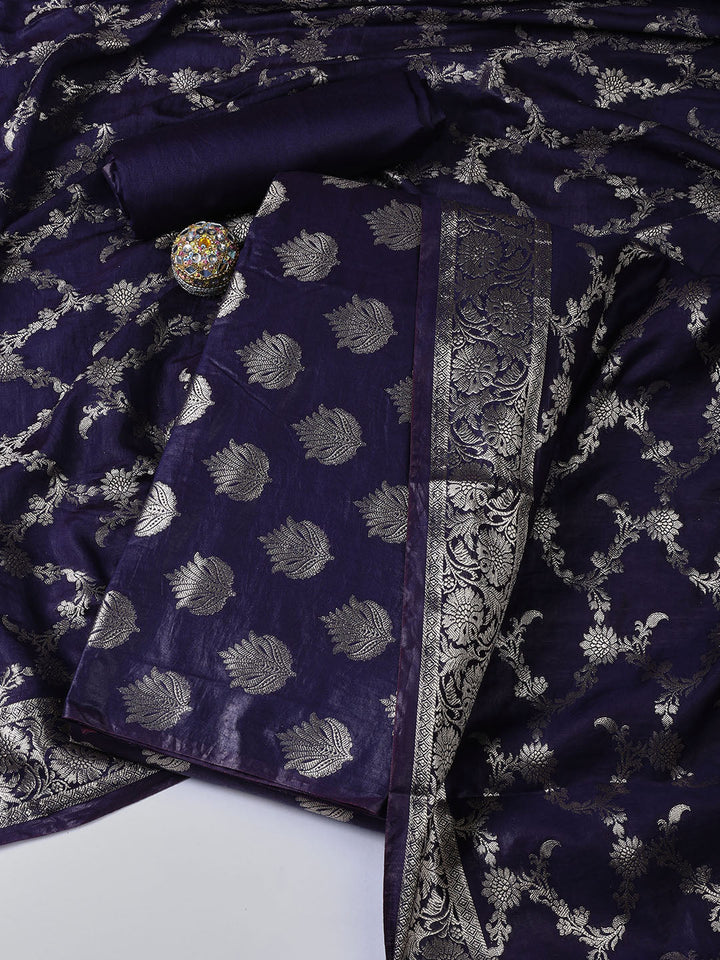 Woven Chanderi Unstitched Suit With Dupatta