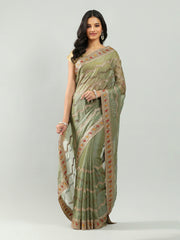 Embroidery Border Organza Saree