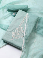 Neck Embroidered Cotton Blend Unstitched Suit Piece With Dupatta