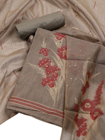 Sequence Printed Chanderi Unstitched Suit With Dupatta