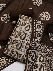 Printed Cotton Blend Unstitched Suit With Dupatta