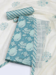 Printed Cotton Blend Unstitched Suit With Dupatta