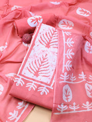 Printed Cotton Blend Unstitched Suit With Dupatta